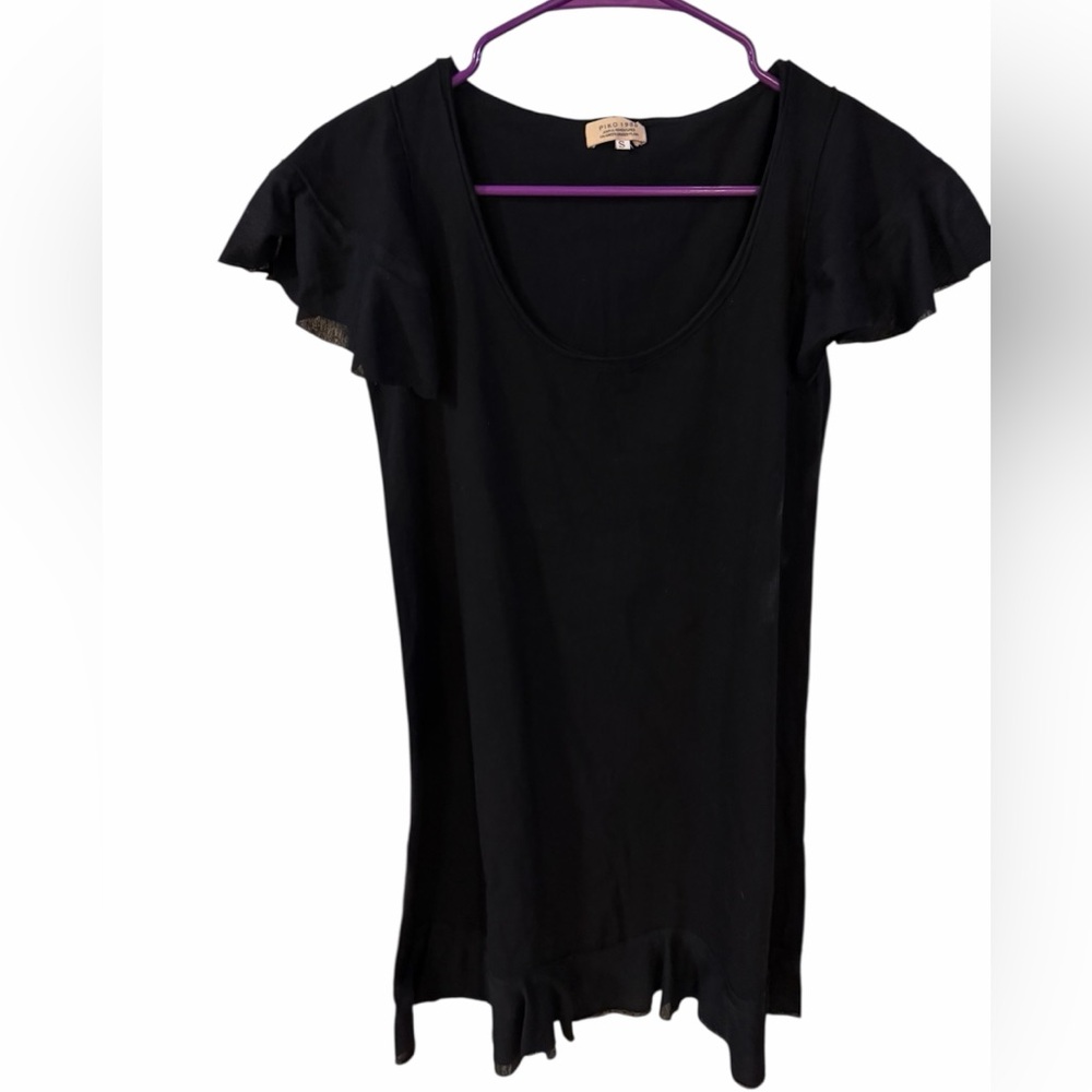 Piko 1988 women’s mini swing dress, small, black, flutter sleeves & hem. Goth